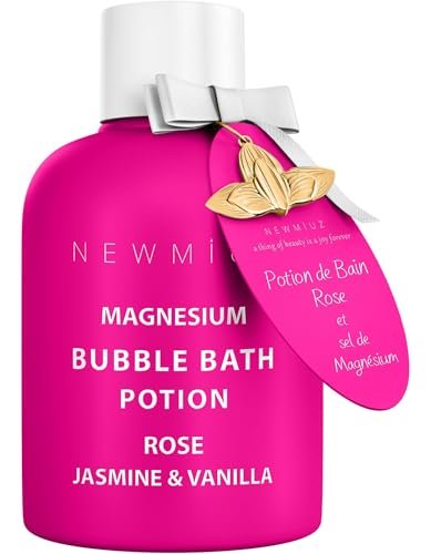 Magnesium Bubble Bath Rose Jasmine Vanilla – Long Lasting Foam, Epsom Salt for Sore Muscles, Moisturizing Relaxing Stress Relief Spa Gift for Women Avelisse