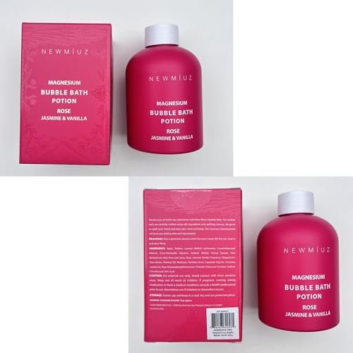 Magnesium Bubble Bath Rose Jasmine Vanilla – Long Lasting Foam, Epsom Salt for Sore Muscles, Moisturizing Relaxing Stress Relief Spa Gift for Women Avelisse
