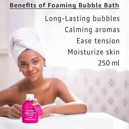 Magnesium Bubble Bath Rose Jasmine Vanilla – Long Lasting Foam, Epsom Salt for Sore Muscles, Moisturizing Relaxing Stress Relief Spa Gift for Women Avelisse
