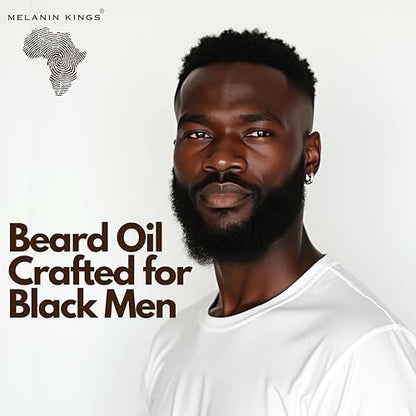 Melanin Kings Beard Oil for Black Men - Specialized Formula with Ancient African Ingredients - 100% Natural - Kenyan Sandalwood Scent - 2 Fl Oz Avelisse