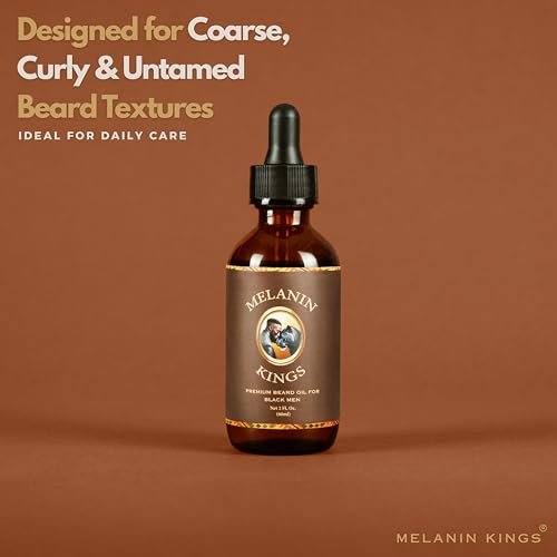 Melanin Kings Beard Oil for Black Men - Specialized Formula with Ancient African Ingredients - 100% Natural - Kenyan Sandalwood Scent - 2 Fl Oz Avelisse