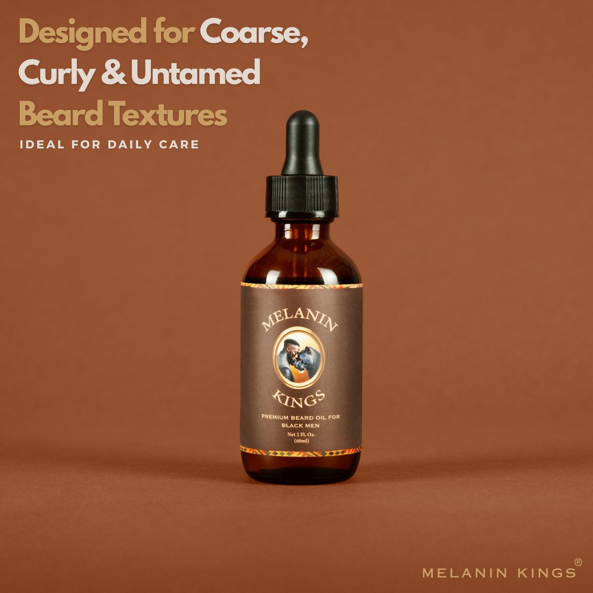 Melanin Kings Beard Oil for Black Men - Specialized Formula with Ancient African Ingredients - 100% Natural - Kenyan Sandalwood Scent - 2 Fl Oz Avelisse