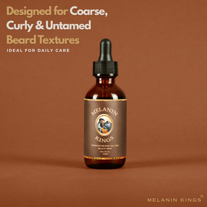 Melanin Kings Beard Oil for Black Men - Specialized Formula with Ancient African Ingredients - 100% Natural - Kenyan Sandalwood Scent - 2 Fl Oz Avelisse