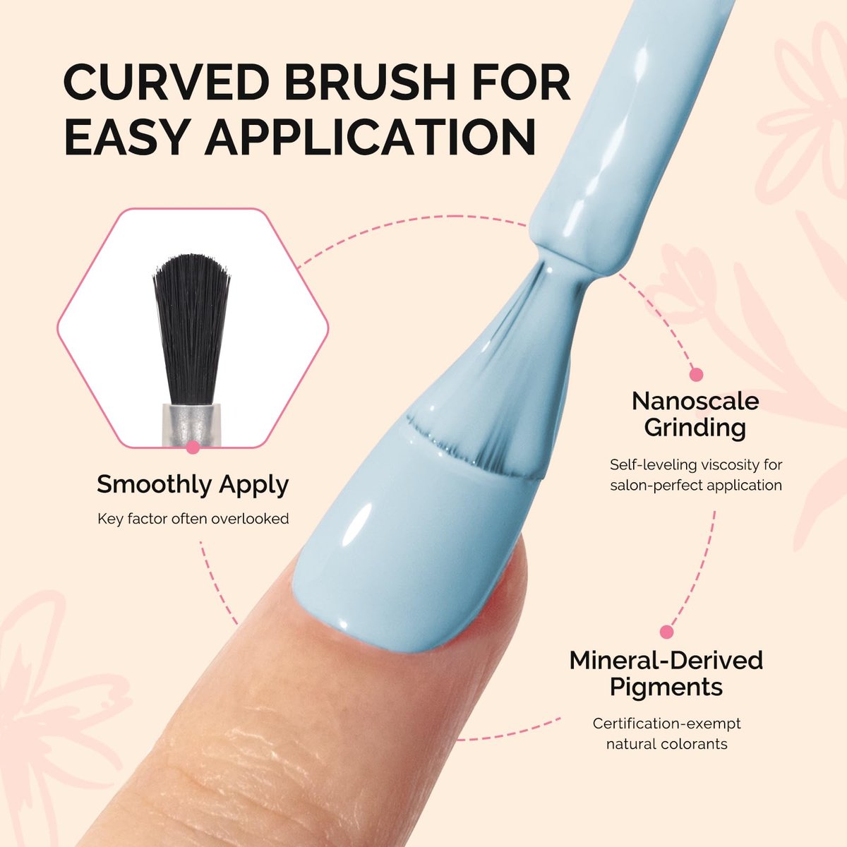 MelodySusie Fleurwee Plant Based Gel Nail Polish - Hema Free Light Blue Soak Off UV LED Gel - Non Toxic Long Lasting Nail Art for Salon or DIY at Home (P06 Ixia Viridiflora Blue) - görsel 5