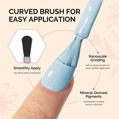 MelodySusie Fleurwee Plant Based Gel Nail Polish - Hema Free Light Blue Soak Off UV LED Gel - Non Toxic Long Lasting Nail Art for Salon or DIY at Home (P06 Ixia Viridiflora Blue)