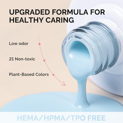 MelodySusie Fleurwee Plant Based Gel Nail Polish - Hema Free Light Blue Soak Off UV LED Gel - Non Toxic Long Lasting Nail Art for Salon or DIY at Home (P06 Ixia Viridiflora Blue)