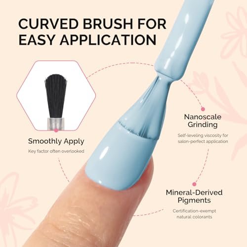 MelodySusie Fleurwee Plant Based Gel Nail Polish - Hema Free Light Blue Soak Off UV LED Gel - Non Toxic Long Lasting Nail Art for Salon or DIY at Home (P06 Ixia Viridiflora Blue) - görsel 6