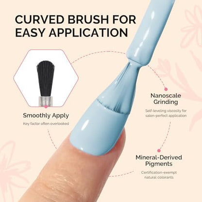 MelodySusie Fleurwee Plant Based Gel Nail Polish - Hema Free Light Blue Soak Off UV LED Gel - Non Toxic Long Lasting Nail Art for Salon or DIY at Home (P06 Ixia Viridiflora Blue)