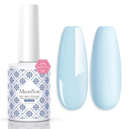 MelodySusie Fleurwee Plant Based Gel Nail Polish - Hema Free Light Blue Soak Off UV LED Gel - Non Toxic Long Lasting Nail Art for Salon or DIY at Home (P06 Ixia Viridiflora Blue) - görsel 2