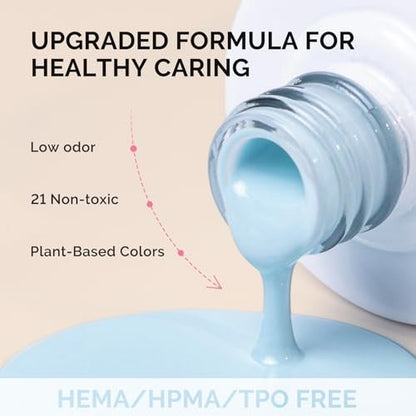 MelodySusie Fleurwee Plant Based Gel Nail Polish - Hema Free Light Blue Soak Off UV LED Gel - Non Toxic Long Lasting Nail Art for Salon or DIY at Home (P06 Ixia Viridiflora Blue)