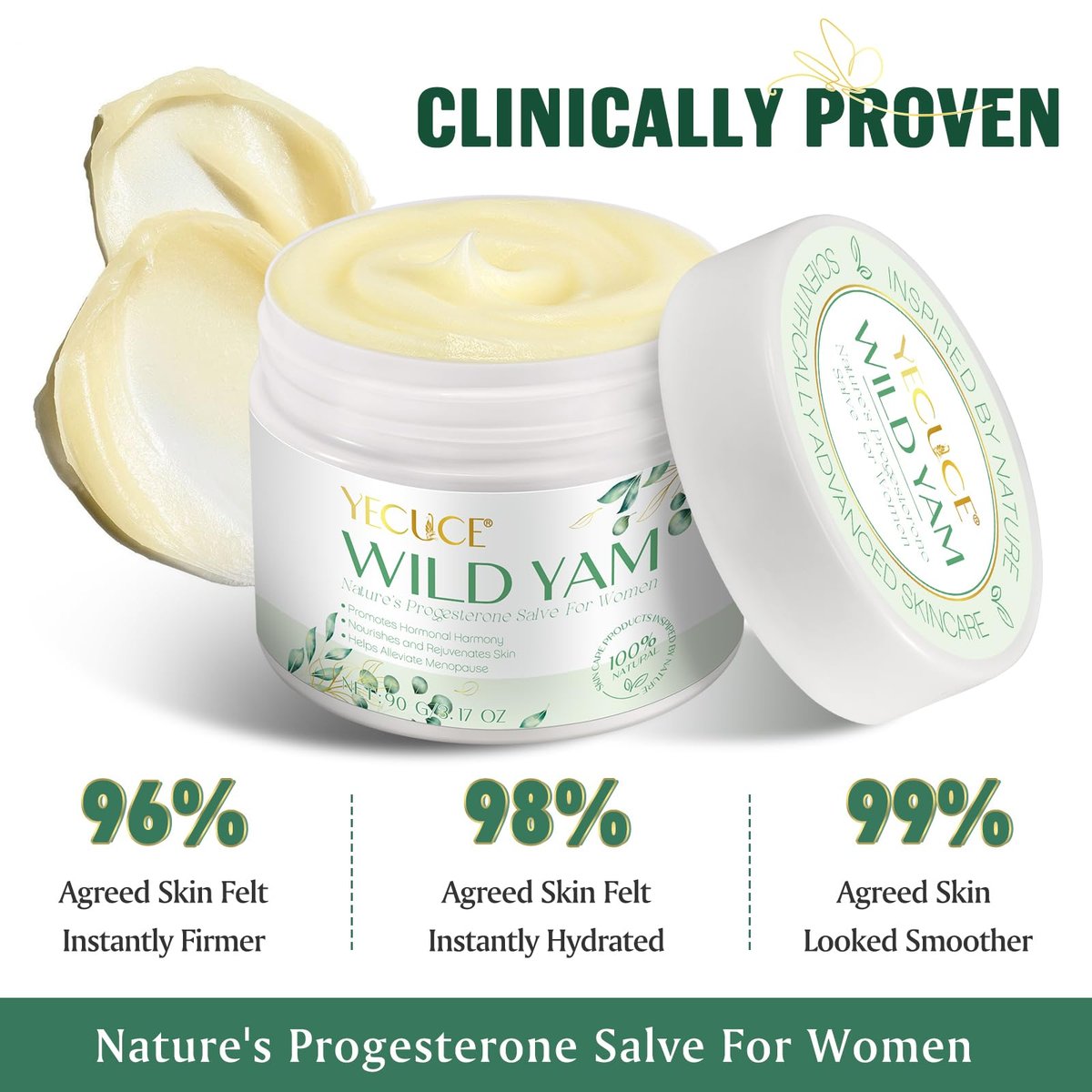 Xaarty Wild Yam Cream for Hormone Balance – Natural Face Moisturizer for Women, Alleviate Menstrual Discomfort & Menopause Issues, Rich in Vitamins, 3.17 Oz - görsel 3