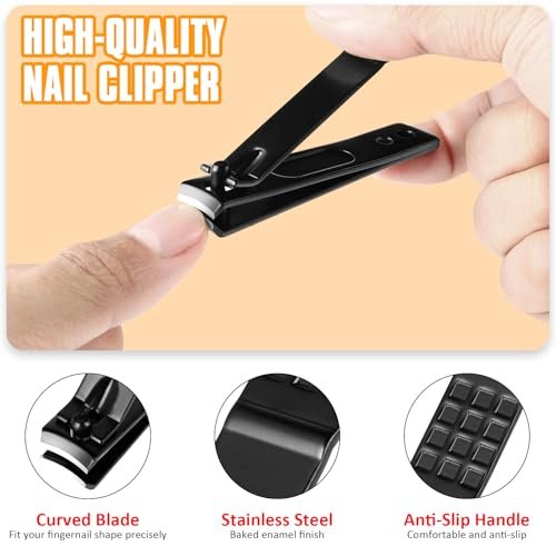 Yougai Professional Tweezers and Nail Clippers Set – 9-Piece Stainless Steel Precision Grooming Kit with Curved Scissors, Eyebrow Razor, and Leather Travel Case - görsel 10