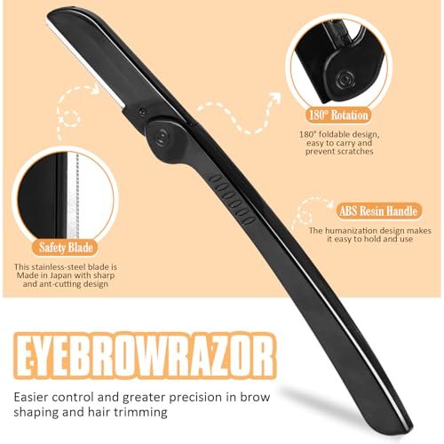 Yougai Professional Tweezers and Nail Clippers Set – 9-Piece Stainless Steel Precision Grooming Kit with Curved Scissors, Eyebrow Razor, and Leather Travel Case - görsel 8