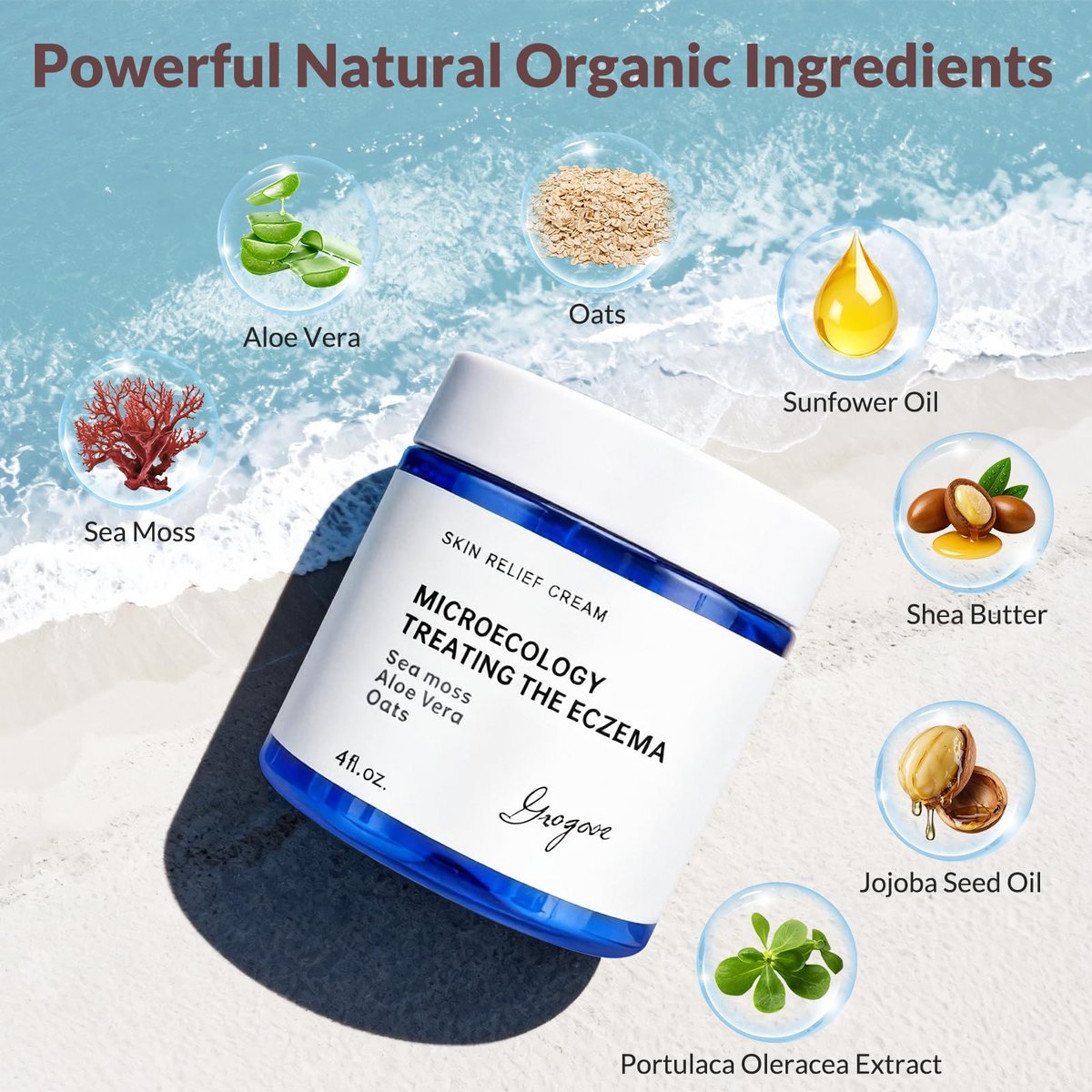 Crogooe Natural Soothing Eczema Cream – Fragrance-Free Moisturizer for Dry, Itchy & Sensitive Skin with Sea Moss, Aloe Vera & Oats, 4 oz Avelisse