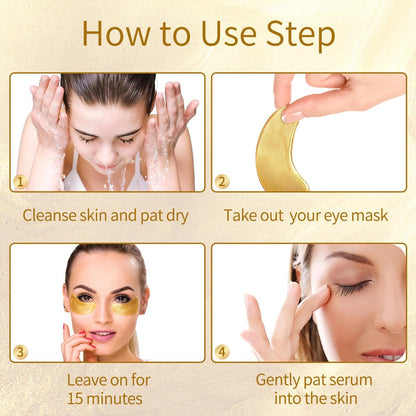 USTELIR Under Eye Patches – 40 Pairs 24K Gold Eye Mask for Dark Circles, Puffy Eyes, Wrinkles & Under-Eye Bags – Skin Care Treatment for Men & Women