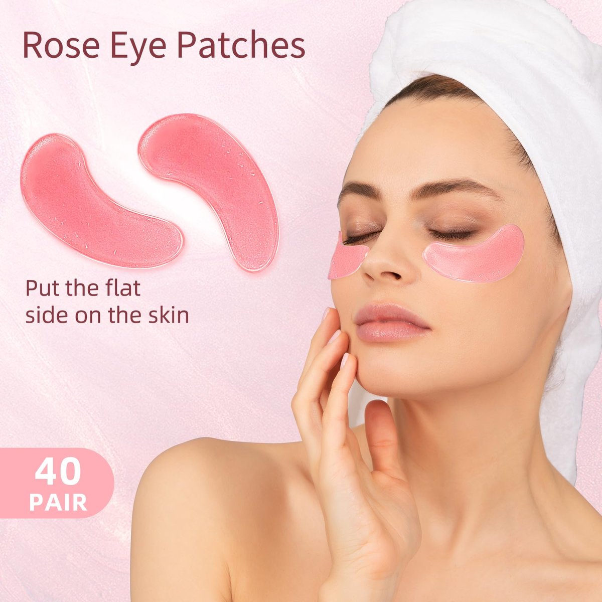 USTELIR Under Eye Patches 40 Pairs - Rose Infused Eye Mask for Dark Circles, Puffy Eyes, Bags, and Wrinkles - Eye Treatment Skin Care for Men & Women - görsel 3