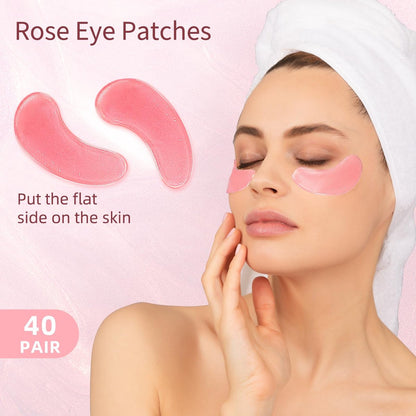 USTELIR Under Eye Patches 40 Pairs - Rose Infused Eye Mask for Dark Circles, Puffy Eyes, Bags, and Wrinkles - Eye Treatment Skin Care for Men & Women