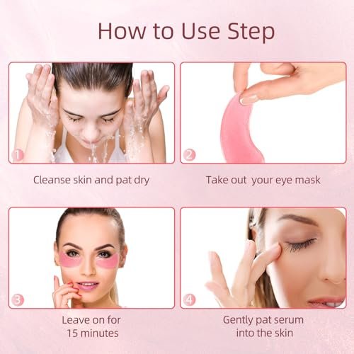 USTELIR Under Eye Patches 40 Pairs - Rose Infused Eye Mask for Dark Circles, Puffy Eyes, Bags, and Wrinkles - Eye Treatment Skin Care for Men & Women - görsel 12