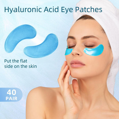 USTELIR Under Eye Patches – 40 Pairs Eye Mask for Dark Circles, Puffy Eyes, Undereye Bags & Wrinkles with Hyaluronic Acid – Eye Treatment Skin Care for Men & Women