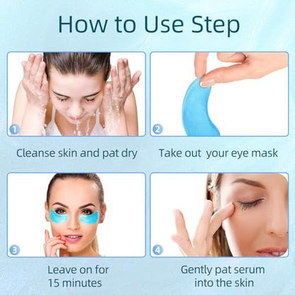 USTELIR Under Eye Patches – 40 Pairs Eye Mask for Dark Circles, Puffy Eyes, Undereye Bags & Wrinkles with Hyaluronic Acid – Eye Treatment Skin Care for Men & Women