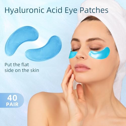 USTELIR Under Eye Patches – 40 Pairs Eye Mask for Dark Circles, Puffy Eyes, Undereye Bags & Wrinkles with Hyaluronic Acid – Eye Treatment Skin Care for Men & Women - görsel 4