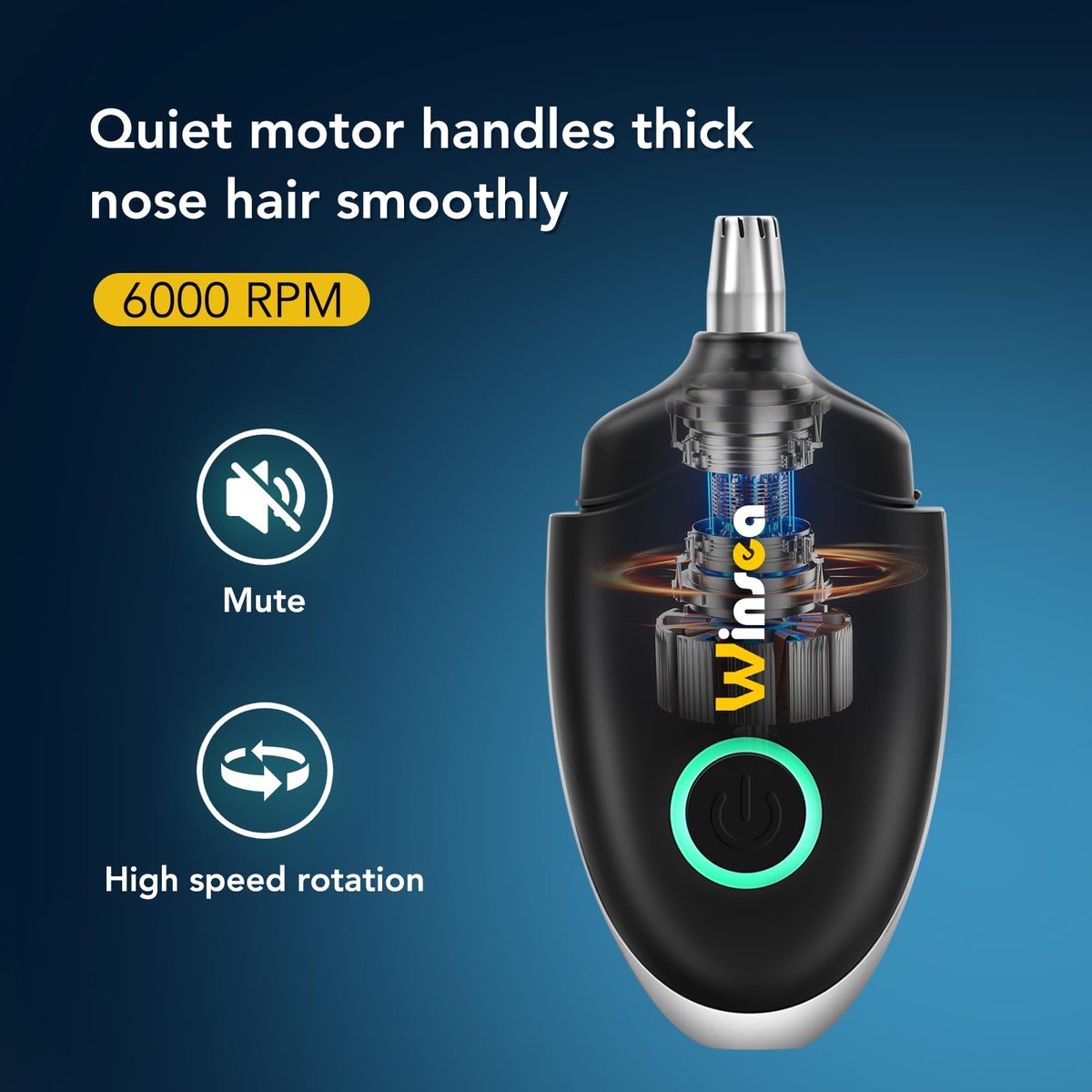 Winsea Ear and Nose Hair Trimmer – Precision Shaver for Men & Women, USB Rechargeable, Waterproof, Quiet & Safe (Black) - görsel 9