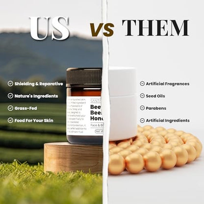 Santa Cruz Paleo Beef Tallow, Beeswax & Honey Face Moisturizer – Organic, Unscented Grassfed Tallow Skin Care, Non-Comedogenic Moisturizer for Sensitive Skin, 2 Oz Avelisse