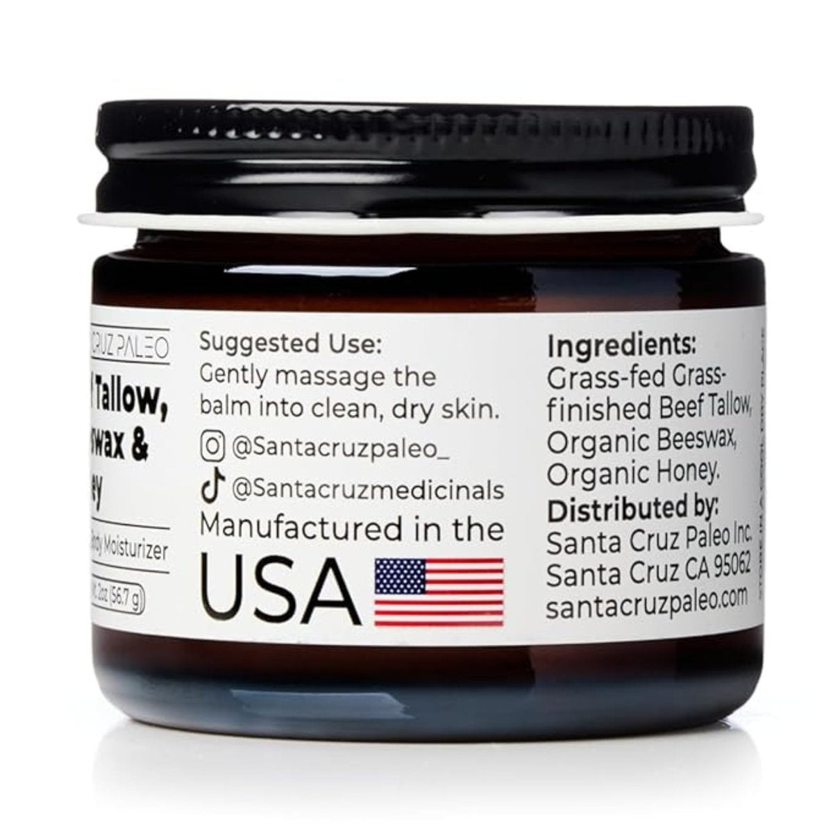 Santa Cruz Paleo Beef Tallow, Beeswax & Honey Face Moisturizer – Organic, Unscented Grassfed Tallow Skin Care, Non-Comedogenic Moisturizer for Sensitive Skin, 2 Oz Avelisse