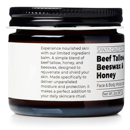 Santa Cruz Paleo Beef Tallow, Beeswax & Honey Face Moisturizer – Organic, Unscented Grassfed Tallow Skin Care, Non-Comedogenic Moisturizer for Sensitive Skin, 2 Oz Avelisse