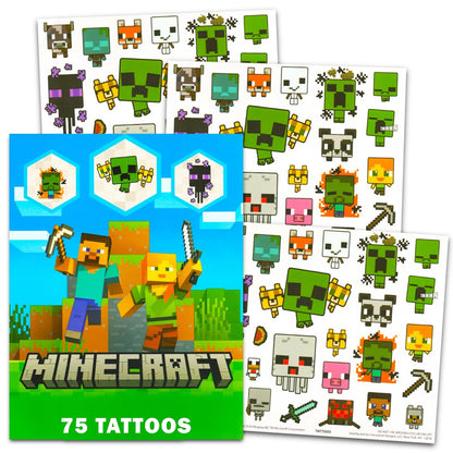 Minecraft Temporary Tattoos for Kids and Adults - 75 Pack Party Favors Goodie Bags and More