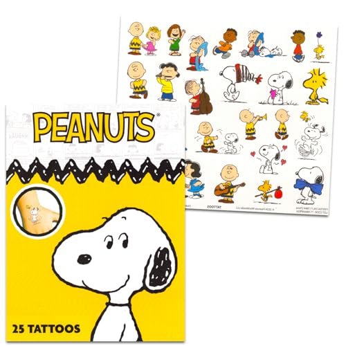 Peanuts Temporary Tattoos for Kids and Adults - 75 Charlie Brown Tattoos for Party Favors, Goodie Bags, and More - görsel 4