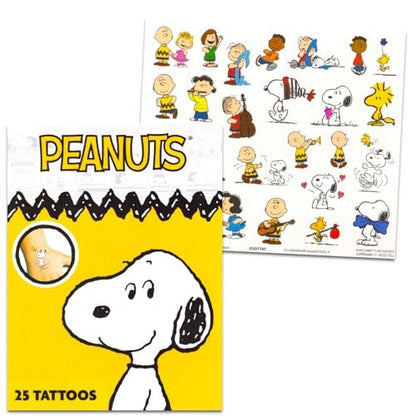Peanuts Temporary Tattoos for Kids and Adults - 75 Charlie Brown Tattoos for Party Favors, Goodie Bags, and More