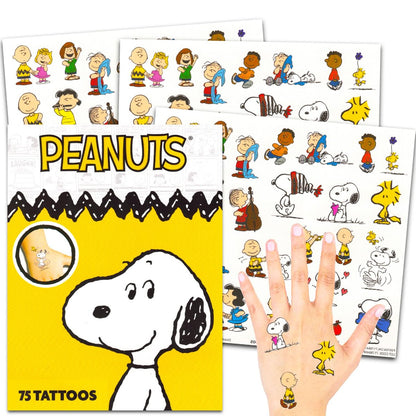 Peanuts Temporary Tattoos for Kids and Adults - 75 Charlie Brown Tattoos for Party Favors, Goodie Bags, and More