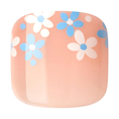 imPRESS Paradise Ticket No Glue Pedi Press-On Nails – Short Squoval, Light Beige, 24 Nails
