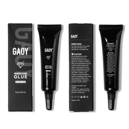 GAOY Multi-Functional Rhinestone Glue - Strong Adhesion 3D Gel Nail Art Glue for Nail Charms, Gems, and Jewels Decoration, 15g No Wipe UV Light Cure