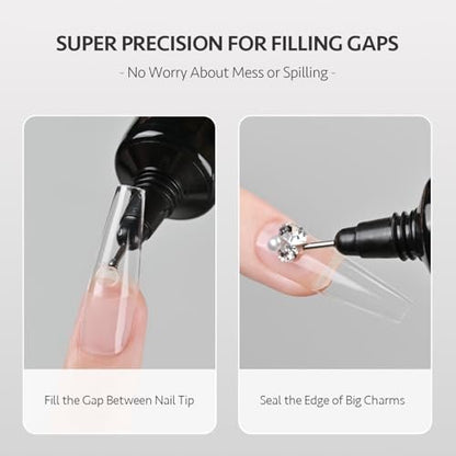 GAOY Multi-Functional Rhinestone Glue - Strong Adhesion 3D Gel Nail Art Glue for Nail Charms, Gems, and Jewels Decoration, 15g No Wipe UV Light Cure