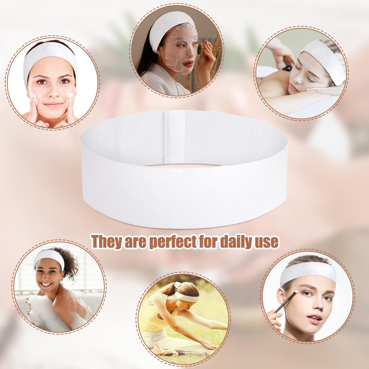 obeoby 150 Pieces Disposable Hairband for Women - Non-Woven Fabric Spa Headband for Facial, Makeup, Travel Avelisse