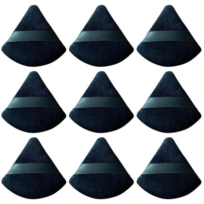 9-Piece Black Powder Puff Face Makeup Sponge Set – Triangle Loose Powder Puffs for Foundation & Cosmetics