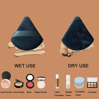 9-Piece Black Powder Puff Face Makeup Sponge Set – Triangle Loose Powder Puffs for Foundation & Cosmetics