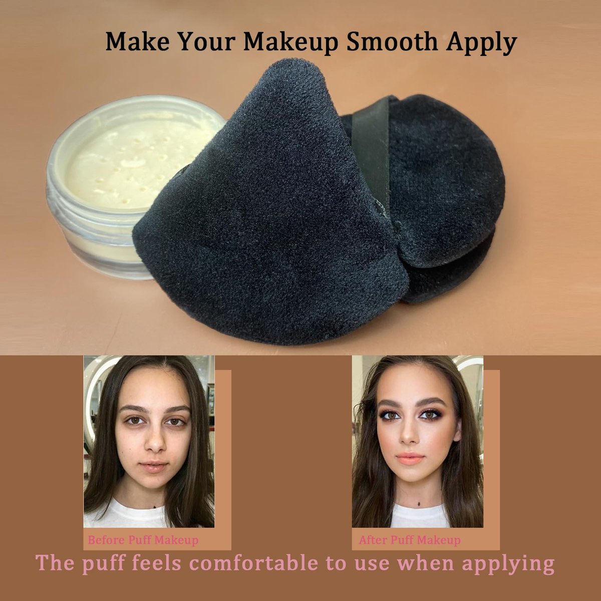 9-Piece Black Powder Puff Face Makeup Sponge Set – Triangle Loose Powder Puffs for Foundation & Cosmetics - görsel 5