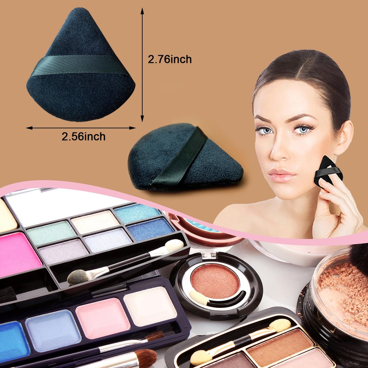 9-Piece Black Powder Puff Face Makeup Sponge Set – Triangle Loose Powder Puffs for Foundation & Cosmetics - görsel 9