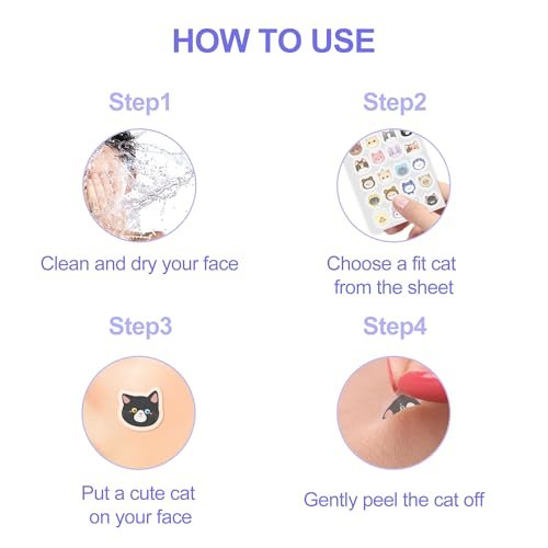 CELECARE Cat Pimple Patches - 120 Cute Acne Patches with Salicylic Acid & Tea Tree, Hydrocolloid Dots for Face, 20 Colors Avelisse