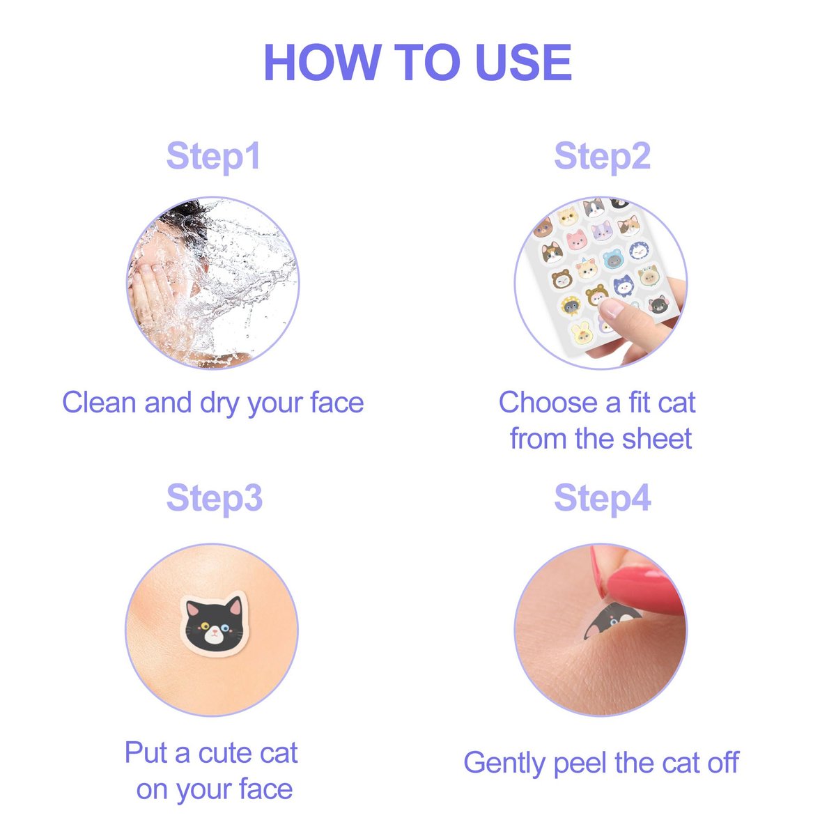 CELECARE Cat Pimple Patches - 120 Cute Acne Patches with Salicylic Acid & Tea Tree, Hydrocolloid Dots for Face, 20 Colors Avelisse