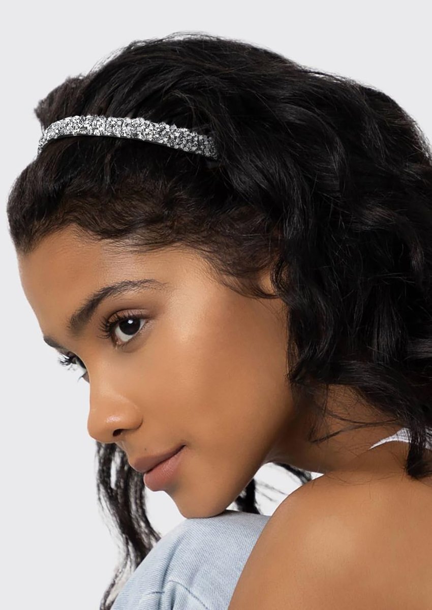 Huachi 4-Pack Fashion Rhinestone Headband for Women – Non-Slip Comb Headbands with Teeth, Crystal Diamond Hairband, Sparkly Hair Accessories (Black, Gray, Silver, Navy) - görsel 9
