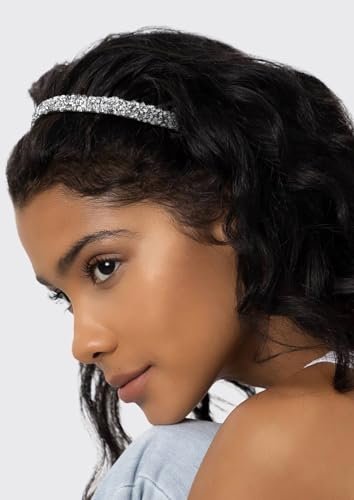 Huachi 4-Pack Fashion Rhinestone Headband for Women – Non-Slip Comb Headbands with Teeth, Crystal Diamond Hairband, Sparkly Hair Accessories (Black, Gray, Silver, Navy) - görsel 10