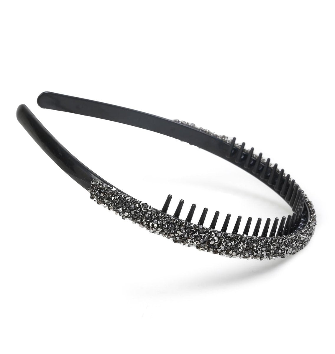 Huachi 4-Pack Fashion Rhinestone Headband for Women – Non-Slip Comb Headbands with Teeth, Crystal Diamond Hairband, Sparkly Hair Accessories (Black, Gray, Silver, Navy) - görsel 5