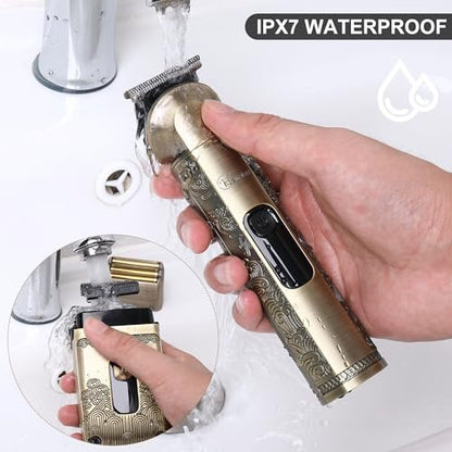Hatteker Professional Hair Clipper Electric Razor Foil Shaver for Men - Cordless Waterproof Grooming Kit with Triple Blades, Bronze Avelisse