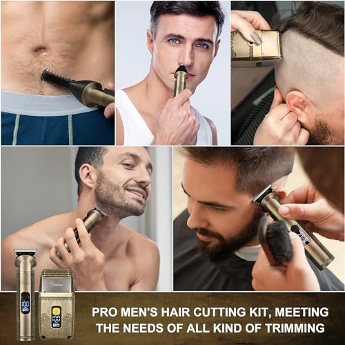 Hatteker Professional Hair Clipper Electric Razor Foil Shaver for Men - Cordless Waterproof Grooming Kit with Triple Blades, Bronze Avelisse