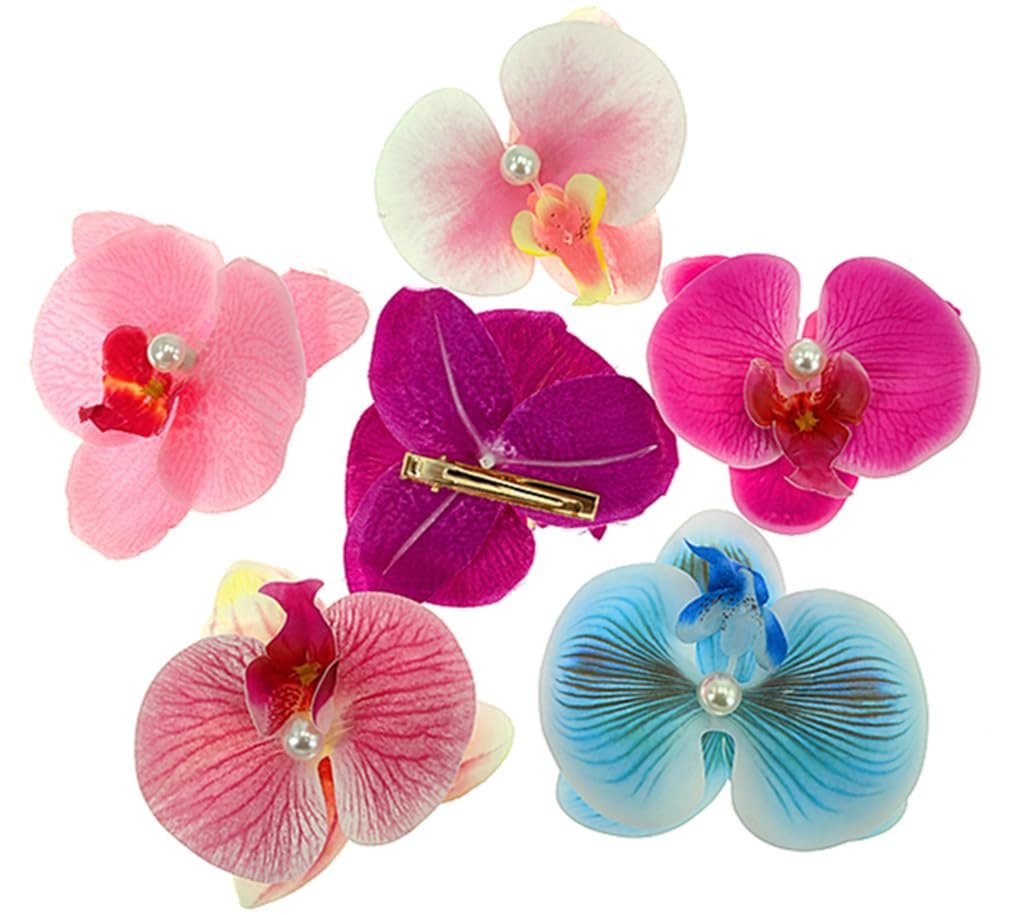 ALIMITOPIA Bohemian Fabric Orchid Flower Hair Clips - 6-Pack Multicolor Alligator Clips for Women - görsel 7