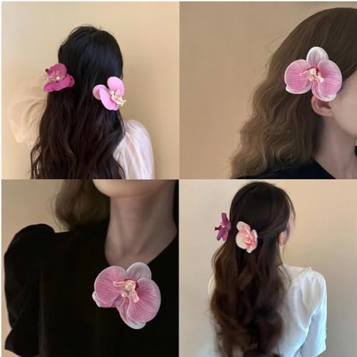 ALIMITOPIA Bohemian Fabric Orchid Flower Hair Clips - 6-Pack Multicolor Alligator Clips for Women - görsel 14